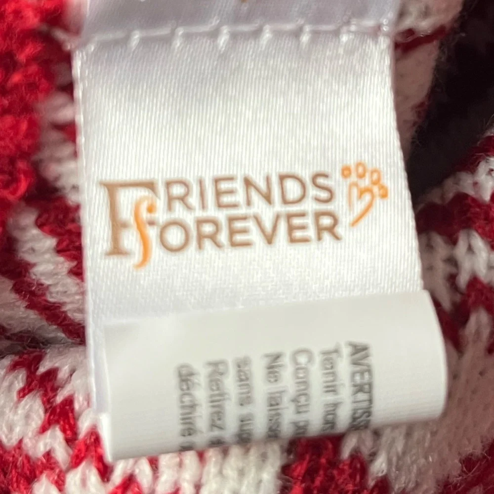 Friends Forever Snowflakes and Reindeers Pet Sweater Red White Size XSmall